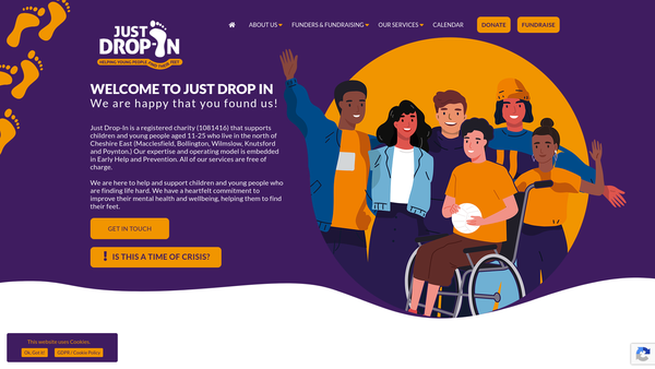 Screenshot of the Just Drop- In Youth Info & Advice Limited website