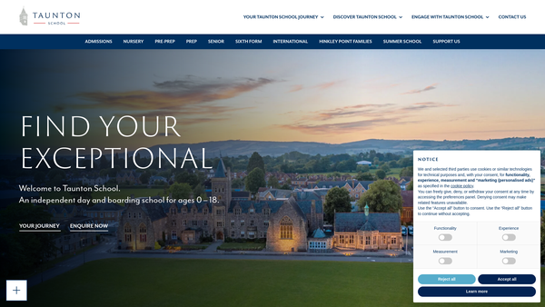 Screenshot of the Taunton School Educational Charity website