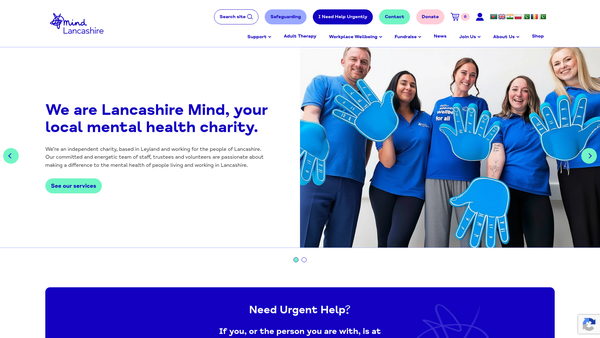 Screenshot of the Lancashire Mind Limited website
