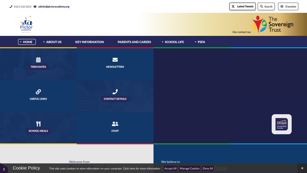 Screenshot of the Pictor Parents, Staff And Friends Association website