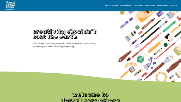 Screenshot of the Dorset Scrapstore website