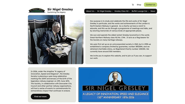 Screenshot of the The Gresley Society Trust website