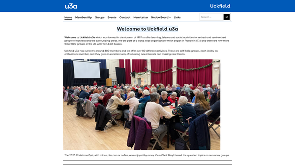 Screenshot of the The Uckfield University Of The Third Age website