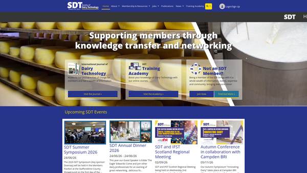 Screenshot of the The Society Of Dairy Technology website