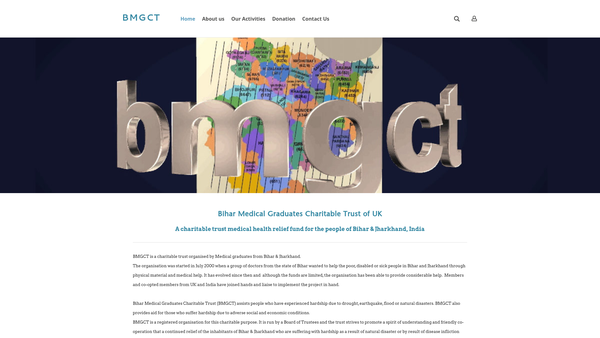 Screenshot of the Bihar Medical Graduates Charitable Trust website