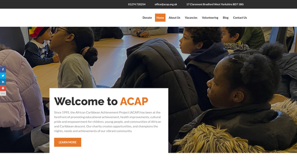 Screenshot of the African Caribbean Achievement Project website