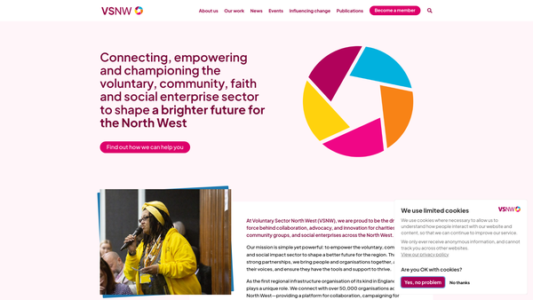 Screenshot of the Voluntary Sector North West website