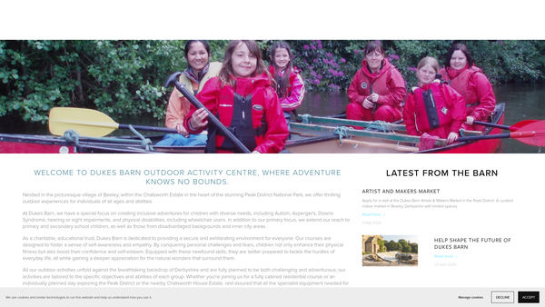 Screenshot of the Dukes Barn Company website