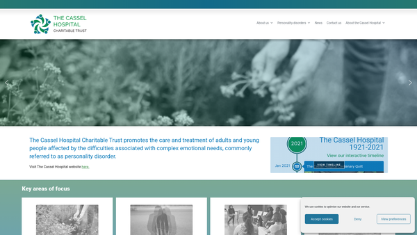 Screenshot of the The Cassel Hospital Charitable Trust website