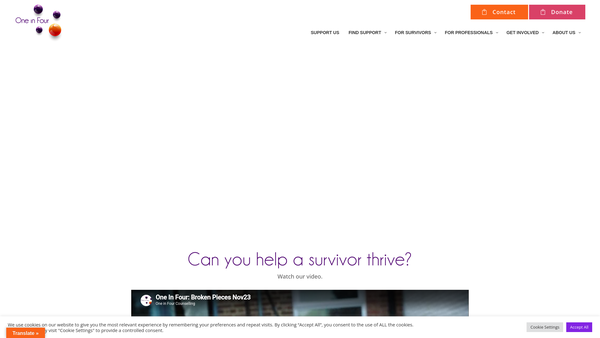 Screenshot of the One In Four (London) website
