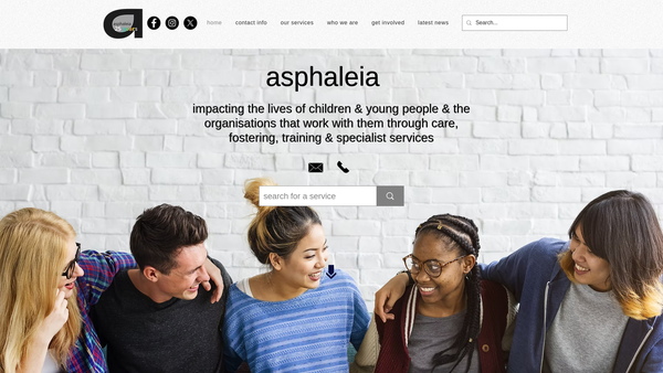 Screenshot of the Asphaleia Action website