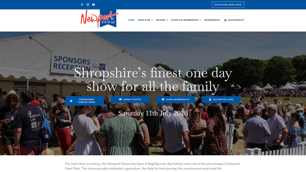 Screenshot of the Newport And District Agricultural Society website