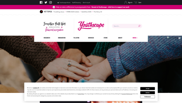 Screenshot of the Youthscape website