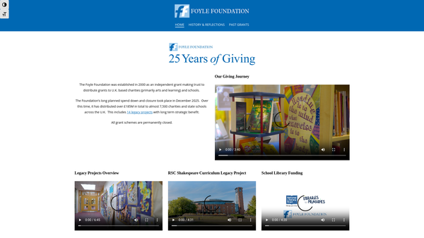 Screenshot of the The Foyle Foundation website
