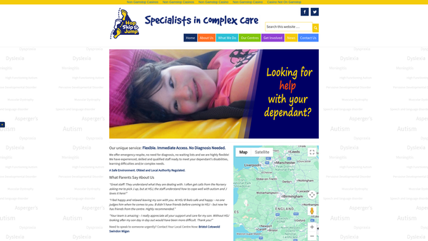 Screenshot of the Hop Skip & Jump Foundation website