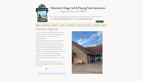 Screenshot of the Pakenham Village Hall And Playing Fields Association website