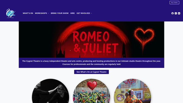 Screenshot of the Cygnet Training Theatre & Cygnet Research Library website