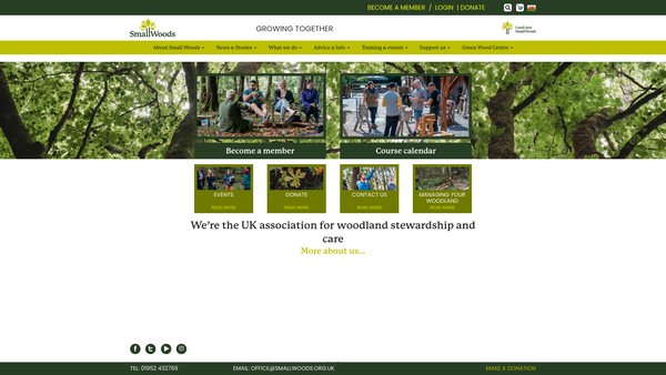 Screenshot of the Small Woods Association website