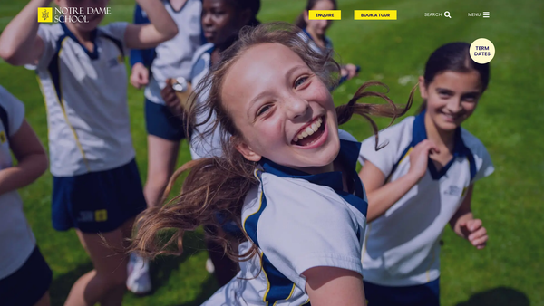 Screenshot of the Notre Dame School Cobham website