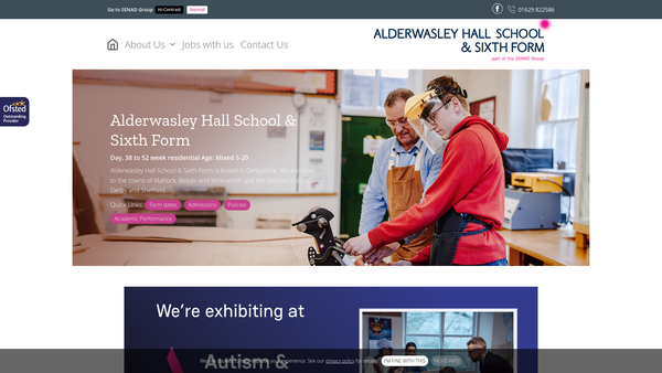 Screenshot of the The Alderwasley Hall School Trust website