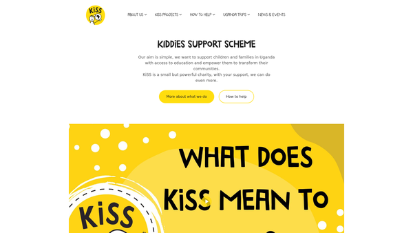 Screenshot of the Kiss Kiddies Support Scheme website