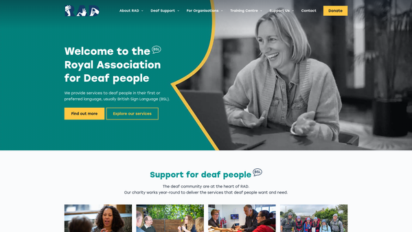 Screenshot of the The Royal Association For Deaf People website