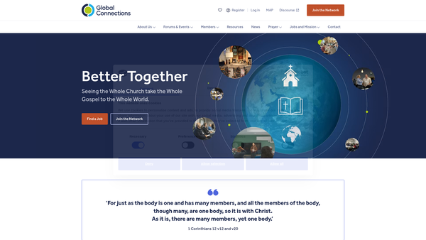 Screenshot of the Evangelical Mission Association website