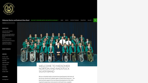 Screenshot of the Midsomer Norton And Radstock Silver Band website