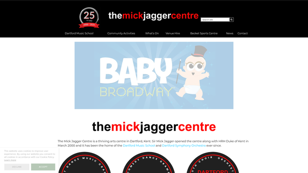 Screenshot of the Dartford Arts Centre website