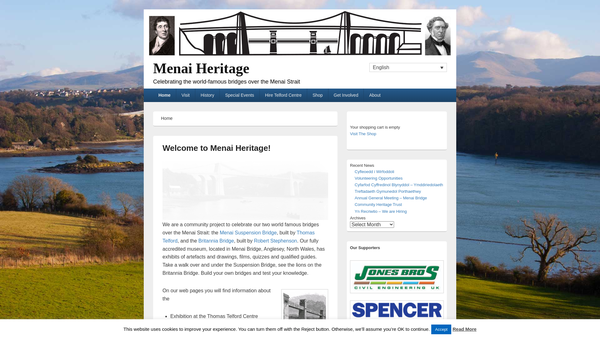 Screenshot of the Menai Bridge Community Heritage Trust Ltd website