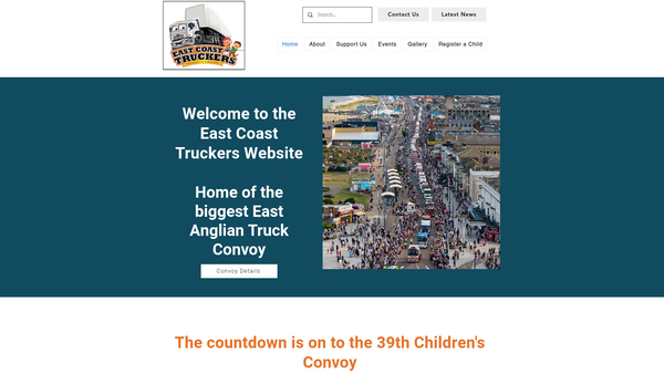 Screenshot of the East Coast Truckers Charity website