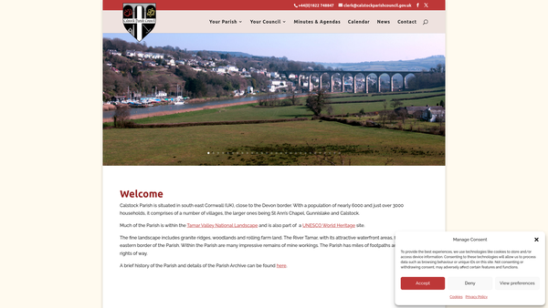 Screenshot of the King George`s Field Gunnislake website