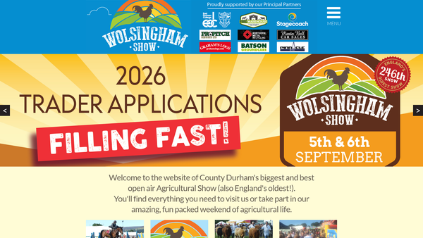 Screenshot of the Wolsingham And Wear Valley Agricultural Society website