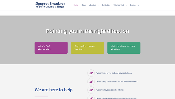 Screenshot of the Signpost Broadway website