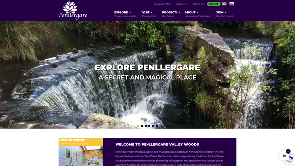 Screenshot of the Ymddiriedolaeth Penllergare - The Penllergare Trust website