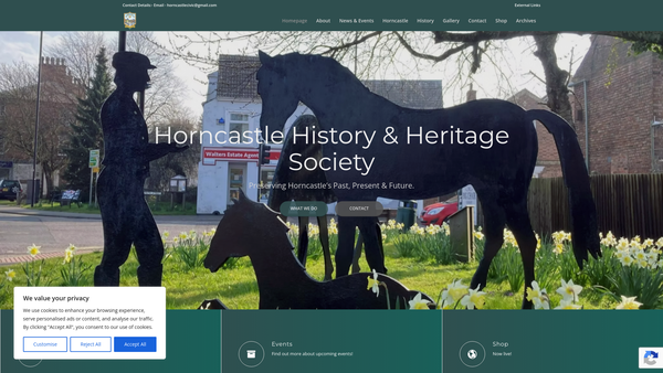 Screenshot of the Horncastle History & Heritage Society website