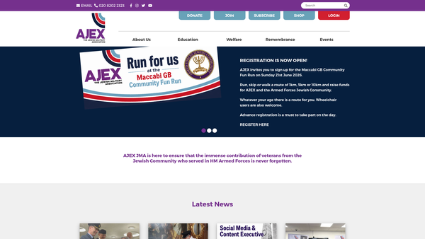 Screenshot of the Ajex Charitable Foundation website