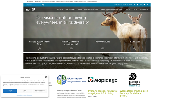 Screenshot of the National Biodiversity Network Trust website
