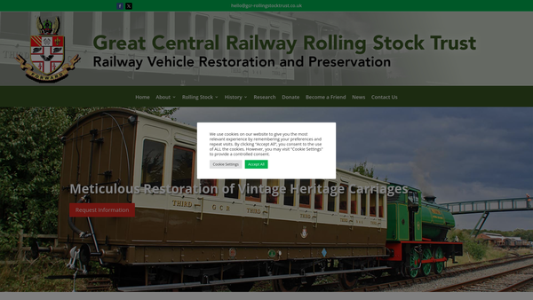 Screenshot of the Gcr Rolling Stock Trust website