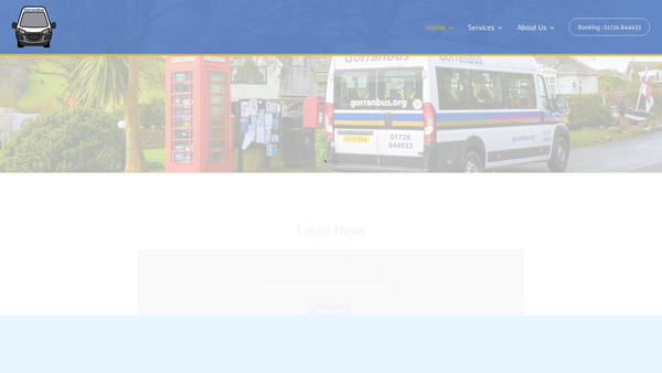 Screenshot of the Gorran And District Community Bus Association Limited website