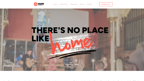 Screenshot of the Home Church website