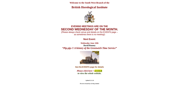 Screenshot of the The Westcountry Horological Trust website