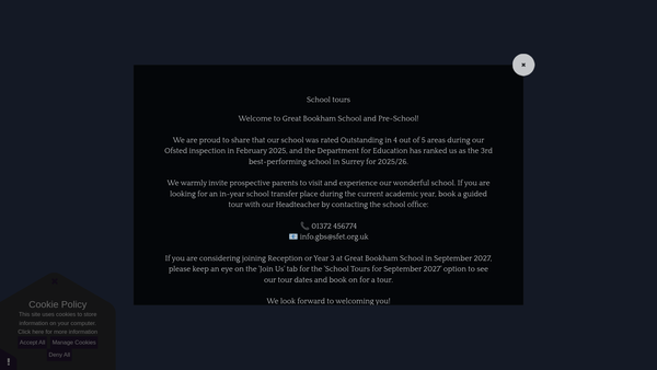 Screenshot of the Great Bookham School Trust website