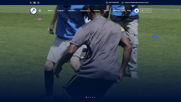 Screenshot of the Millwall Community Trust website