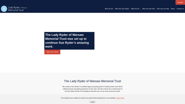Screenshot of the The Lady Ryder Of Warsaw Memorial Trust website
