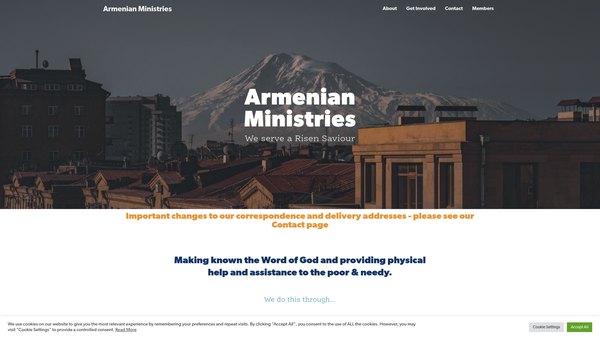 Screenshot of the Armenian Ministries website