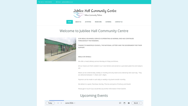 Screenshot of the Lupset Jubilee Hall Community Centre website