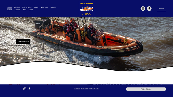 Screenshot of the Felixstowe Lifeboat website