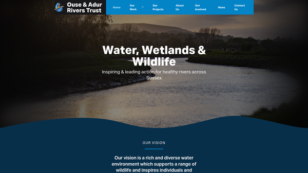 Screenshot of the Ouse & Adur Rivers Trust website