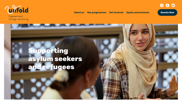 Screenshot of the Unfold website